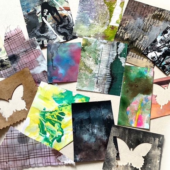 Junk Journal Pack  15+ Hand painted Pieces, Great for scrapbooking, collage - Picture 2 of 11